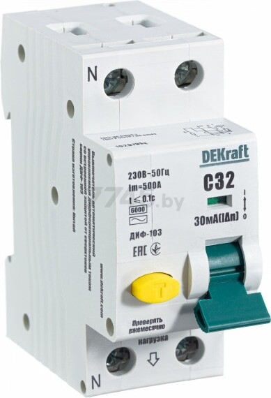 Дифавтомат DEKRAFT ДИФ-103 1Р+N С32 тип AC 30мА 6кА (16207DEK)
