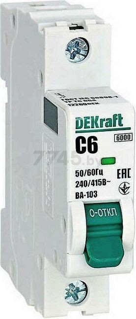 Автоматический выключатель DEKRAFT ВА-103 1Р 6А C 6кА (12269DEK)