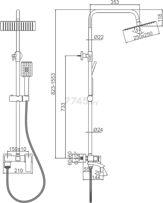 Душевая стойка LEDEME L2478U - Фото 2