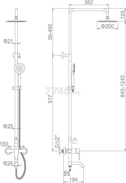 Душевая стойка LEDEME L72402 - Фото 2