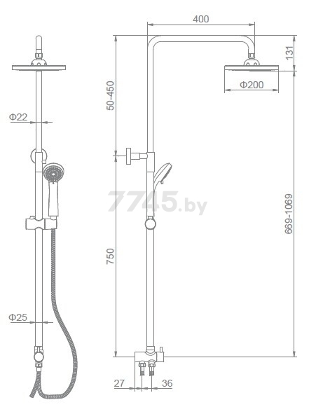 Душевая стойка LEDEME L2400 - Фото 2