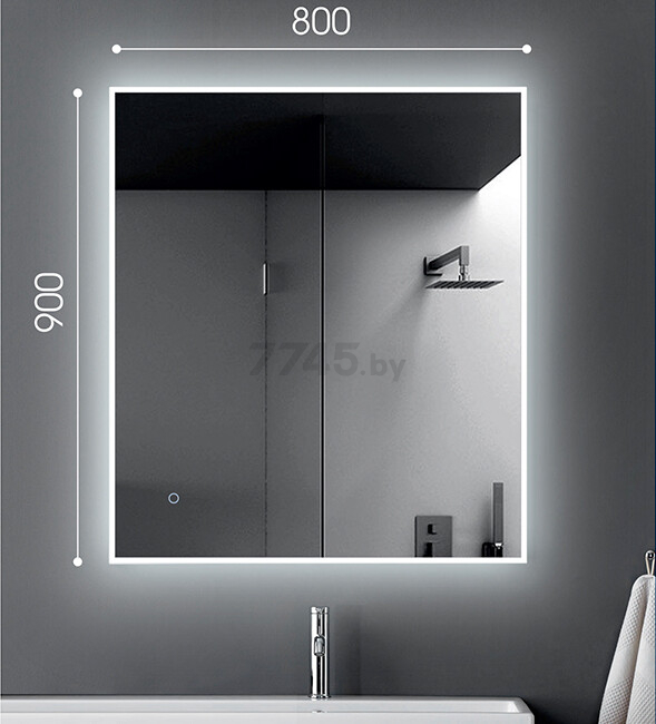 Зеркало для ванной с подсветкой АЛМАЗ-ЛЮКС 900х800 (Dublin 9080s-4) - Фото 3