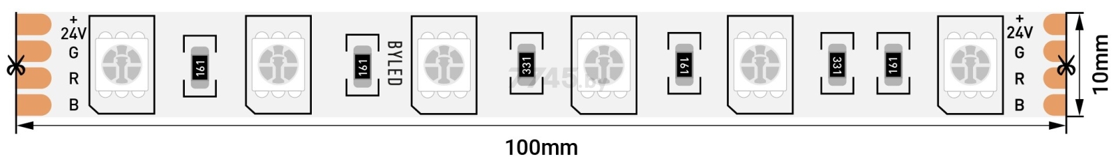 Лента светодиодная BYLED Standart BLS 5050/60 14,4 Вт/м 24В IP20 RGB (019045) - Фото 6