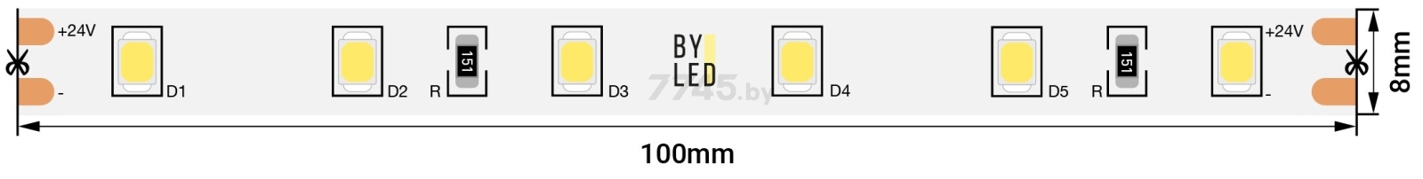 Лента светодиодная BYLED Pro BLS 2835/60 4,8 Вт/м 24В 4500К (019095)