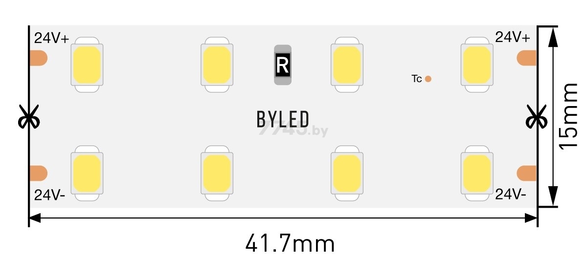 Лента светодиодная BYLED Lux BLS 2835/192 20,8 Вт/м 24В 3500К (019309)