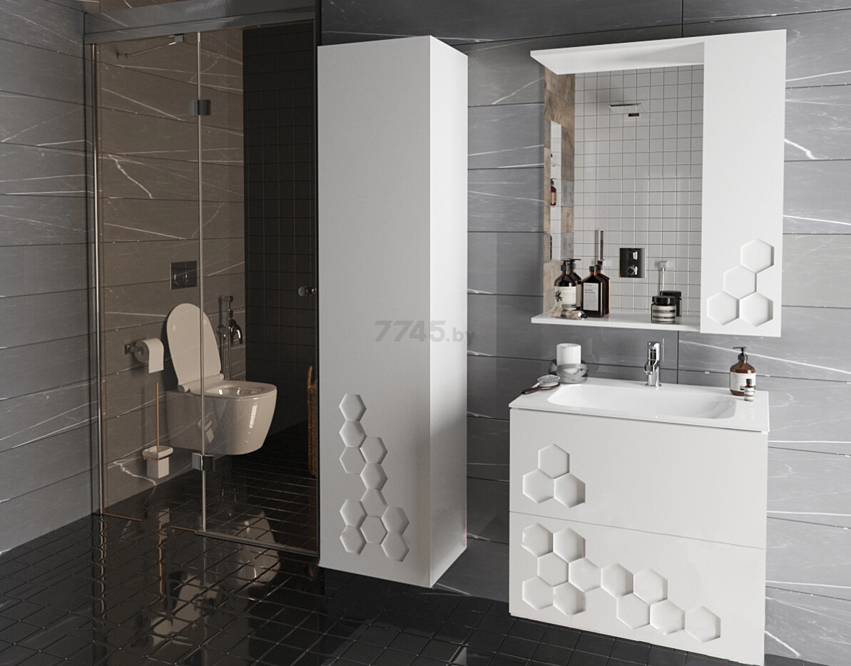 Шкаф-пенал для ванной GARDA Soty 300 (SOTY 22н_300_PVС, бел.гл.) - Фото 3