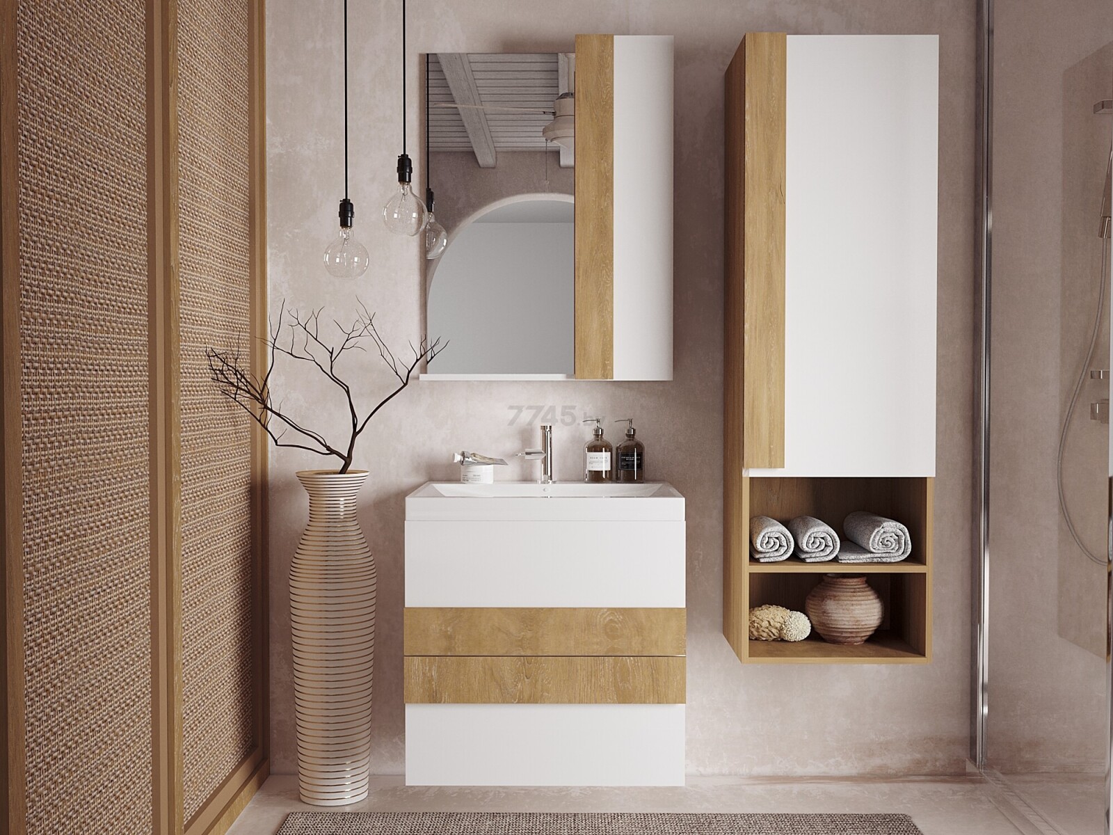 Шкаф с зеркалом для ванной GARDA Sorento-3 700R (SORENTO3_700R) - Фото 2
