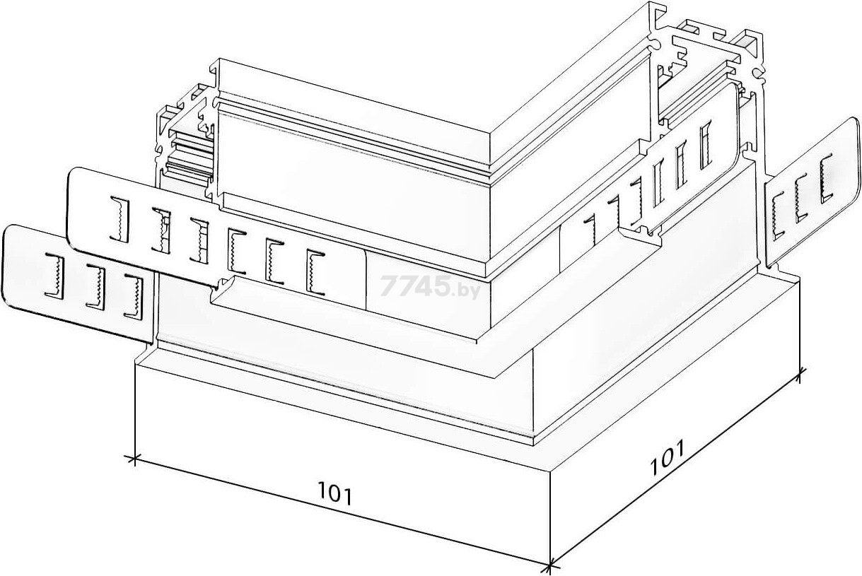 Коннектор для магнитных треков угловой внешний встраиваемый BYLED Gravity-MG20-TRACK-Inout-Lcon (008330) - Фото 2