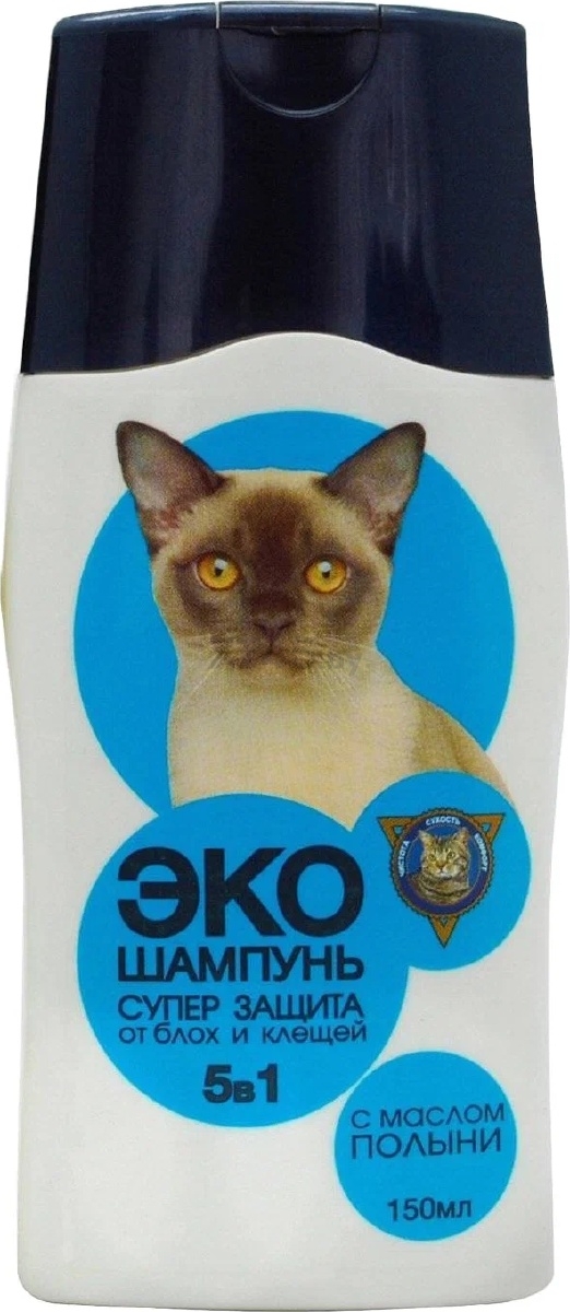 Шампунь от блох и клещей для кошек БАРСИК Эко 5в1 полынь 150 мл (129)