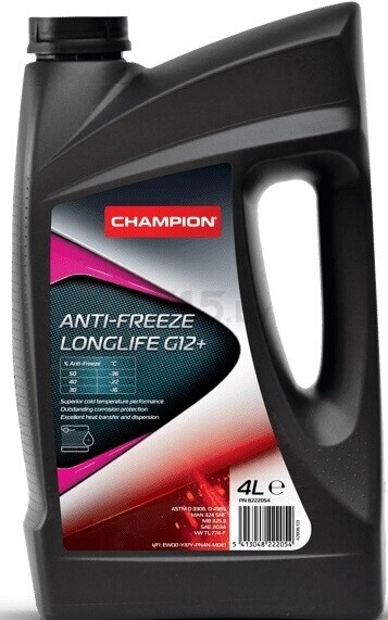 Антифриз G12+ розовый CHAMPION Anti-Freeze Longlife 4 л (8222054)