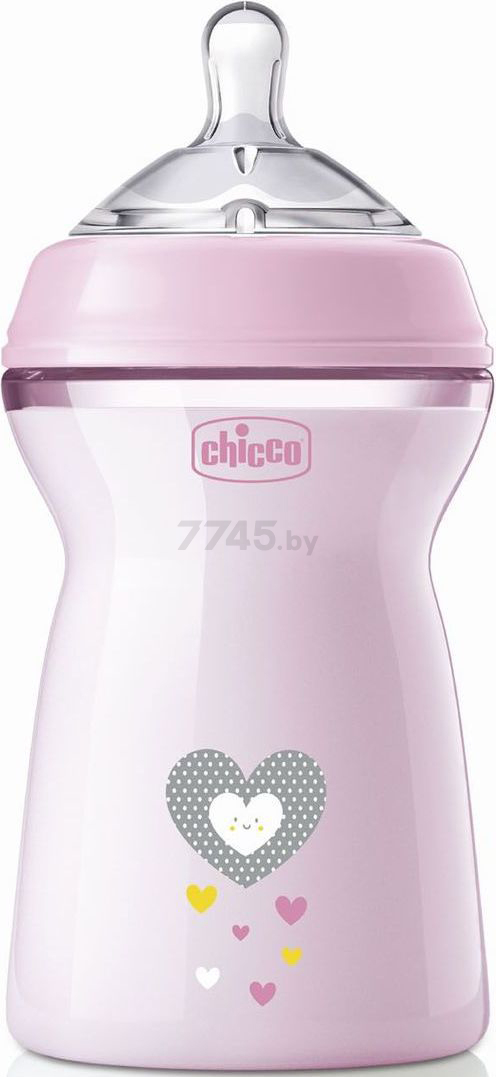 Бутылочка для кормления CHICCO Natural Feeling от 6 мес 330 мл розовый (00081335100000)