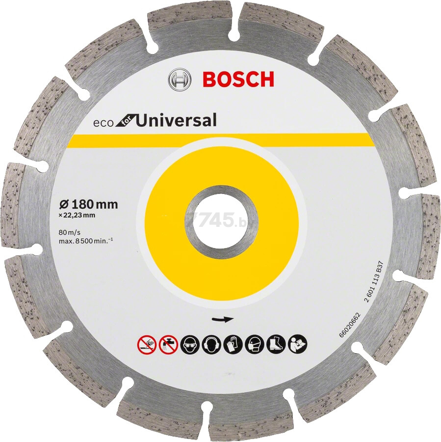 Круг алмазный 180х22 мм универсальный сегментированный ECO UNIVERSAL BOSCH (2608615043)