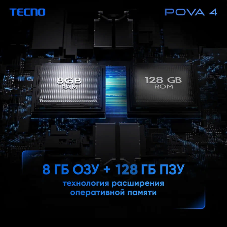 Смартфон TECNO Pova 4 8GB/128GB Cryolite Blue - Фото 16