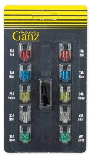 Набор предохранителей с индикатором обрыва мини GANZ 10 штук GRP15004
