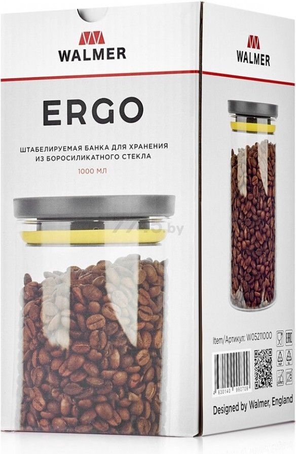 Банка стеклянная для сыпучих продуктов WALMER Ergo 1000 мл (W05211000) - Фото 6