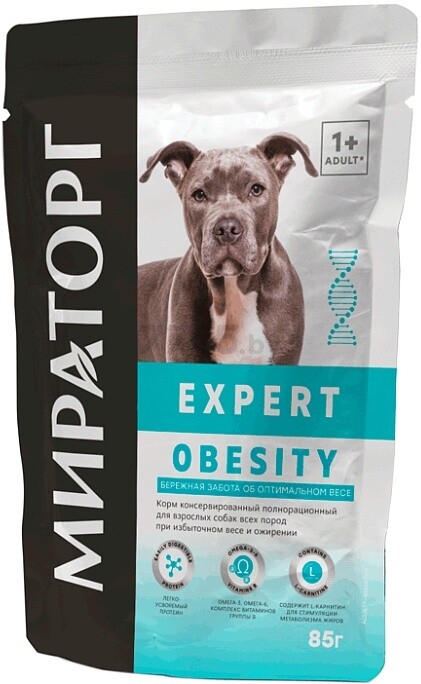 Влажный корм для собак МИРАТОРГ Expert Obesity пауч 85 г (1010024071)