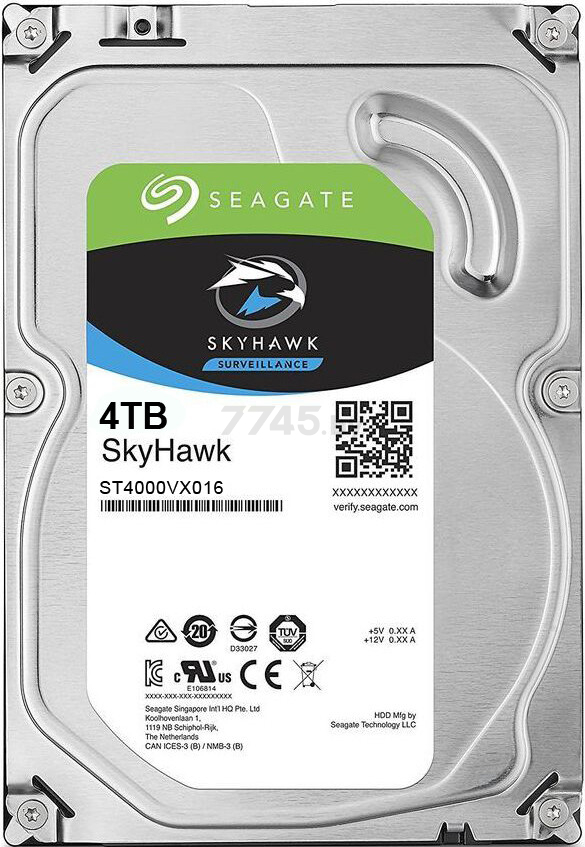 Жесткий диск HDD Seagate Skyhawk Surveillance 4TB (ST4000VX016)