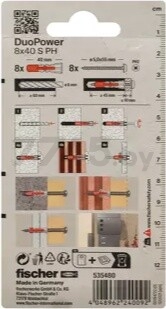 Дюбель распорный с саморезом с полукруглой головкой 8x40 FISCHER 8 штук (535480f) - Фото 3