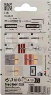 Дюбель распорный FISCHER UX 6x35 с бортом 20 штук (90868f) - Фото 3