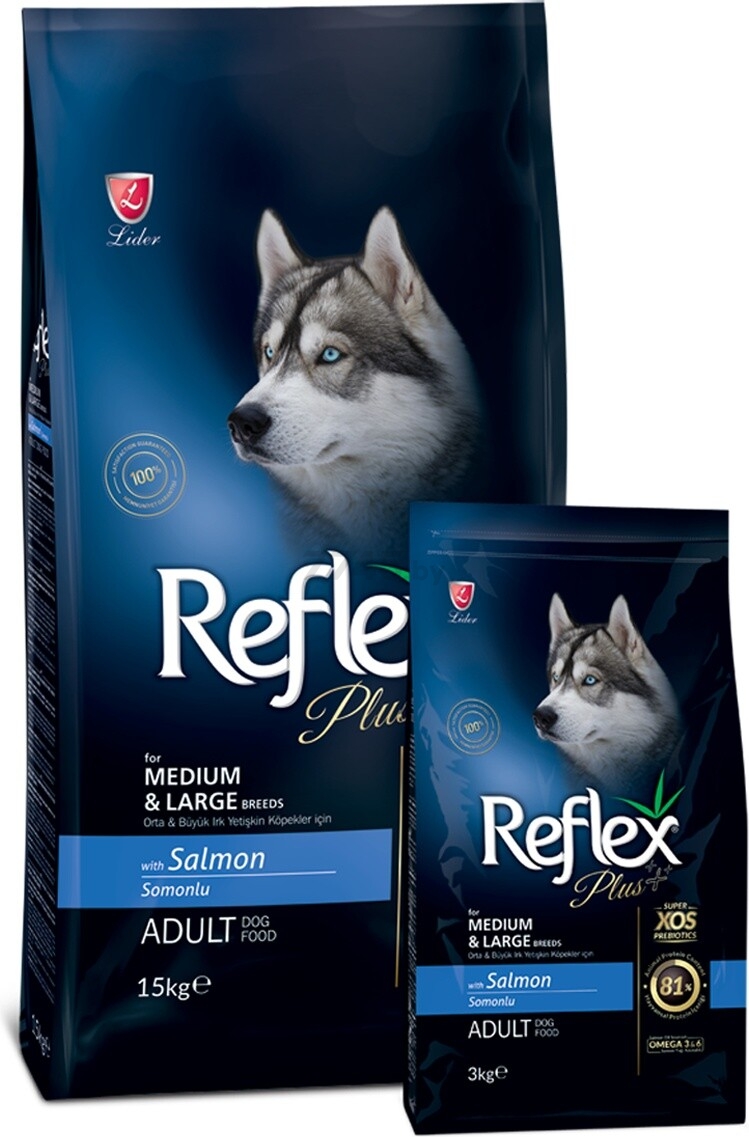 Сухой корм для собак REFLEX PLUS Medium&Large лосось 15 кг (8698995003476) - Фото 2
