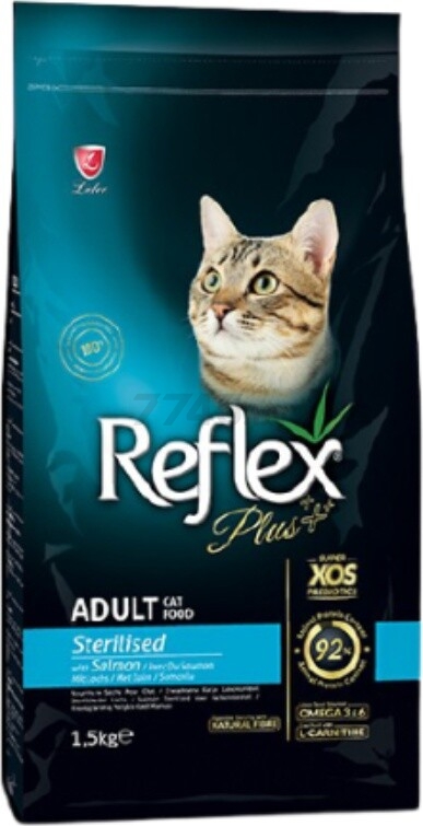 Сухой корм для стерилизованных кошек REFLEX PLUS Sterilised лосось 1,5 кг (8698995027199)