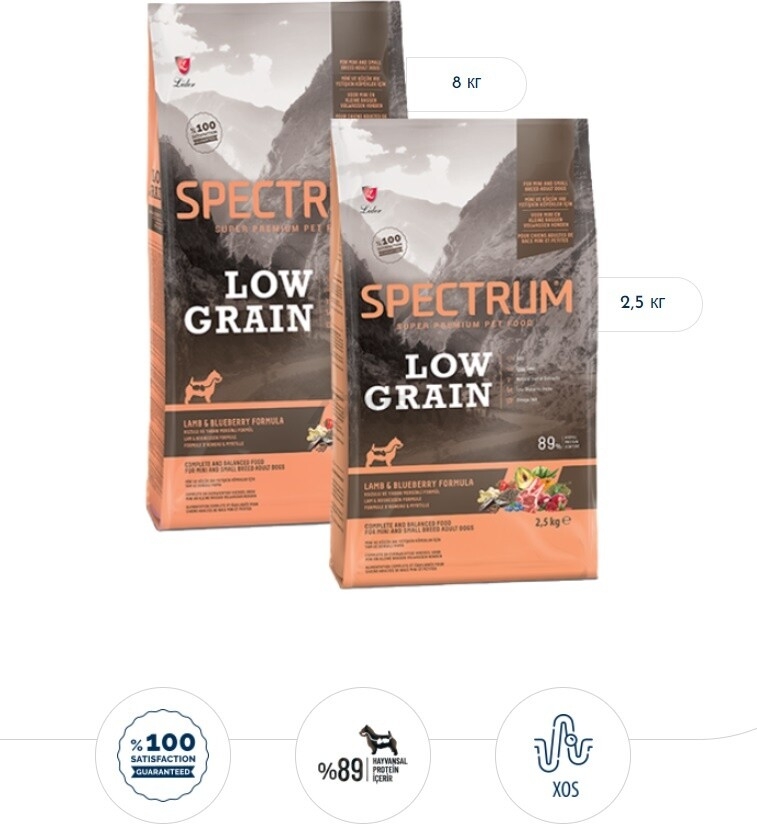 Сухой корм для собак SPECTRUM Low Grain Mini ягненок с черникой 8 кг (8698995029216) - Фото 2
