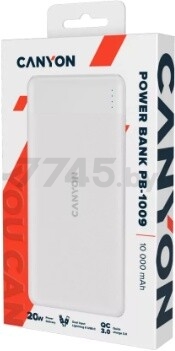 Power Bank CANYON PB-109 10000 mAh белый (CNE-CPB1009W) - Фото 4