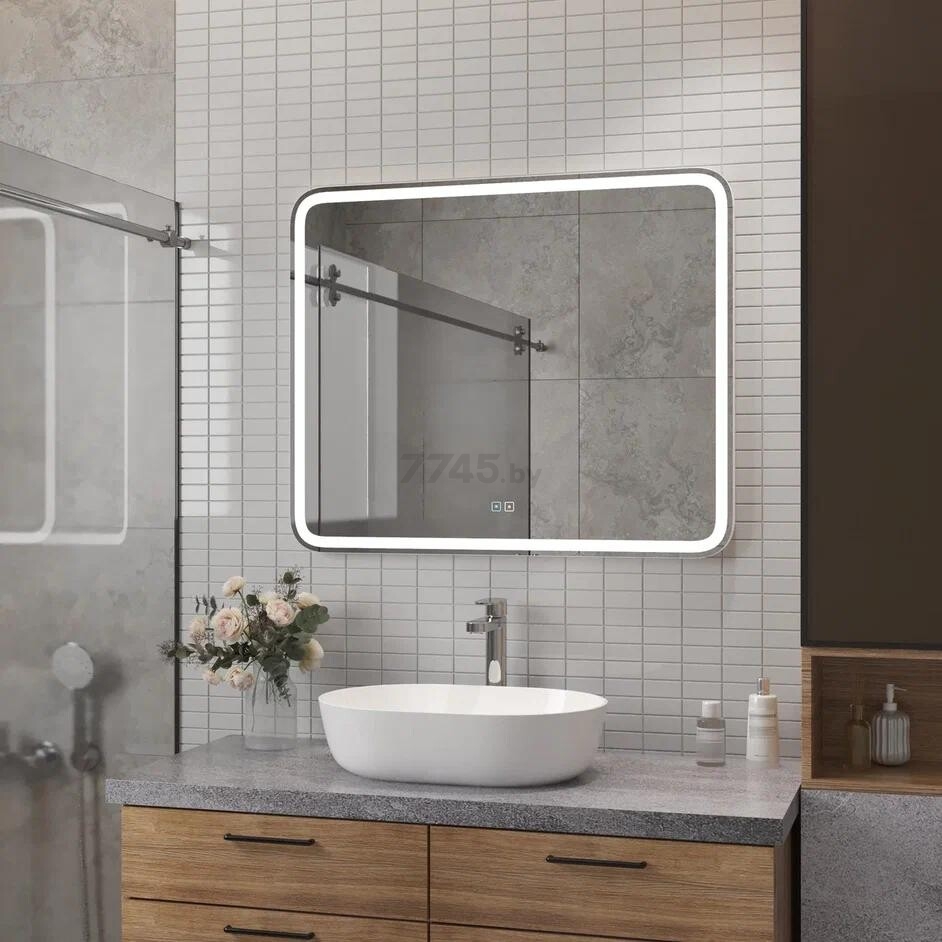 Зеркало для ванной с подсветкой КОНТИНЕНТ Russo LED 800х700 с подогревом (ЗЛП2498) - Фото 7
