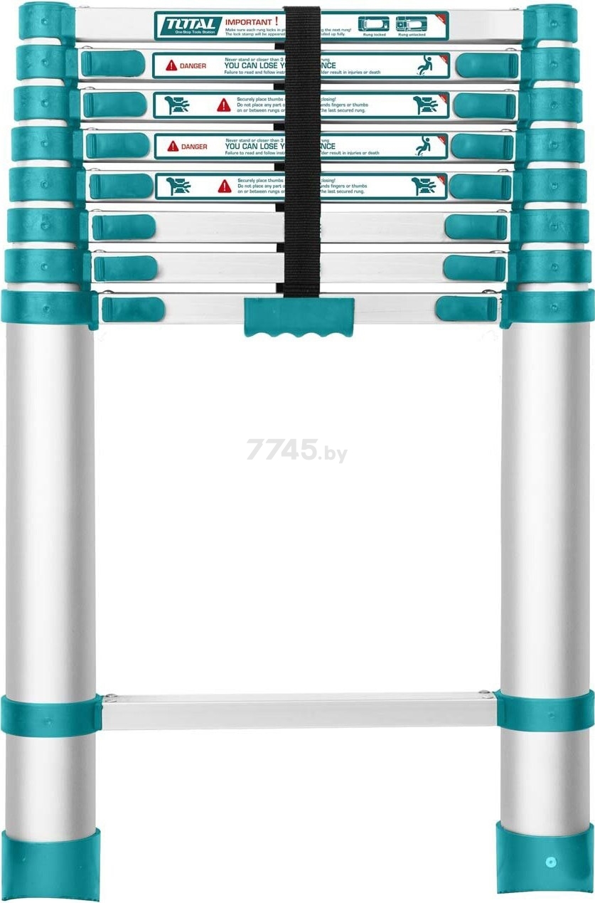 Лестница дюралюминиевая телескопическая 258 см TOTAL THLAD08081