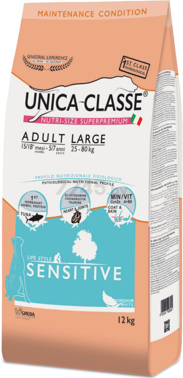 Сухой корм для собак UNICA Classe Adult Large Sensitive тунец 12 кг (8001541006539)
