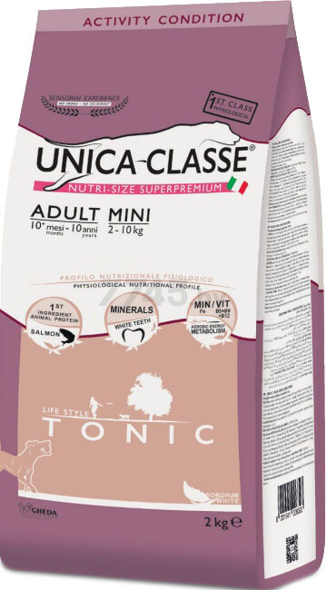 Сухой корм для собак UNICA Classe Adult Mini Tonic лосось 2 кг (8001541006393)