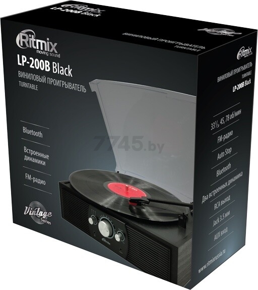 Проигрыватель виниловых пластинок RITMIX LP-200B черный (LP-200B_BLACK_WOOD) - Фото 4