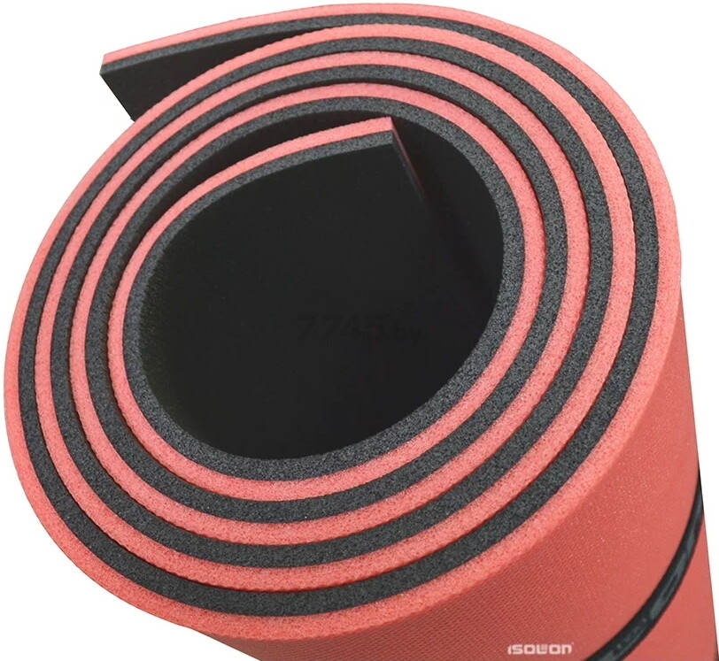 Коврик для фитнеса ISOLON Sport 10 красный/черный 180х60х1 см - Фото 6