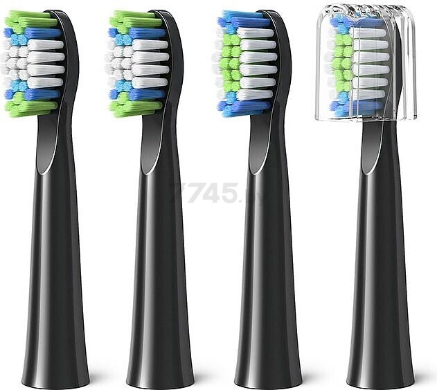 Насадки для электрической зубной щетки FAIRYWILL EW11 черный 4 штуки для моделей E6, E11, D7S (6973734200951)