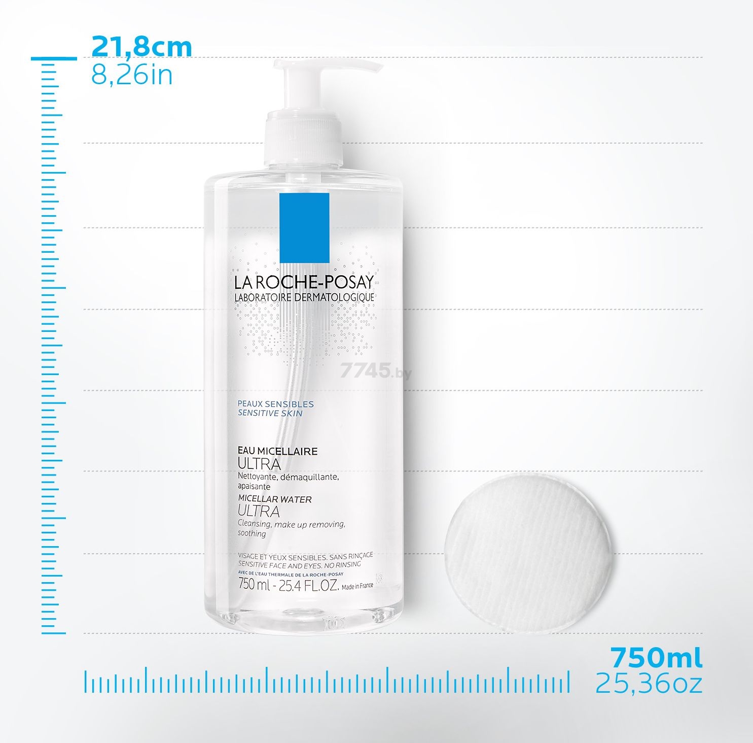 Вода мицеллярная для снятия макияжа LA ROCHE-POSAY Ultra для чувствительной кожи 750 мл (3337872419621) - Фото 8