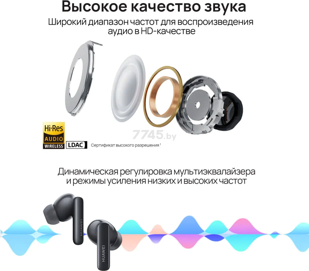 Наушники-гарнитура беспроводные TWS HUAWEI FreeBuds 5i черный гранит - Фото 12