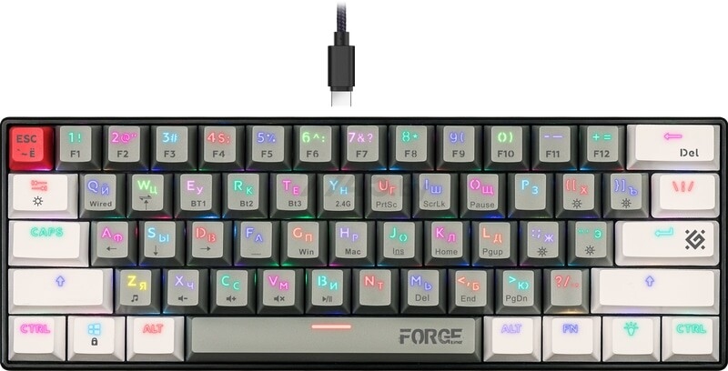 Клавиатура игровая беспроводная механическая DEFENDER Forge GK-345 красные свитчи  (45346)