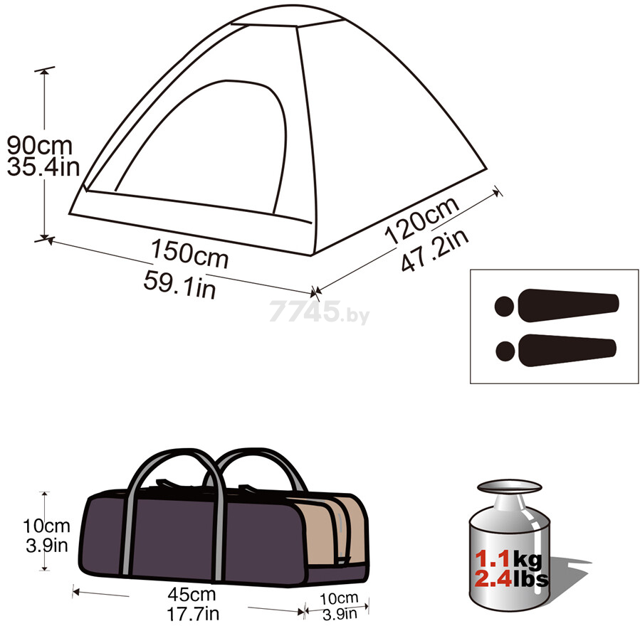 Палатка KING CAMP Dome Junior - Фото 4
