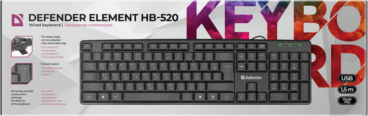 Клавиатура DEFENDER Element HB-520 USB Black (45522) - Фото 8