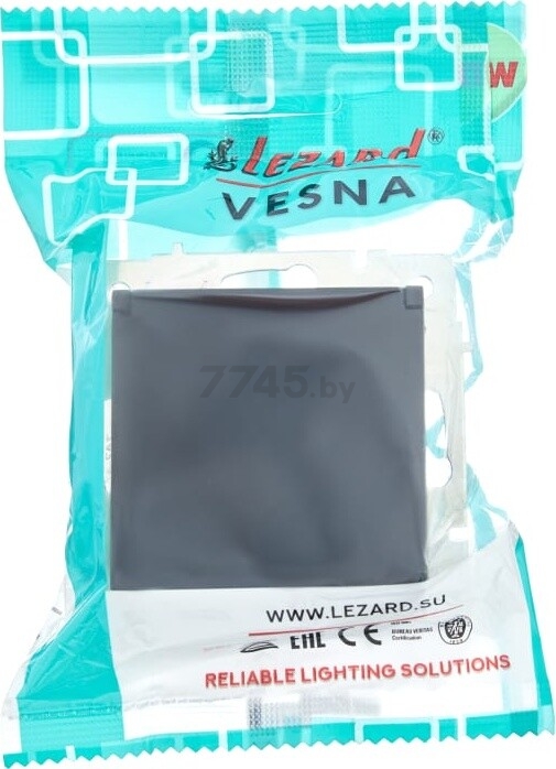 Розетка скрытая с заземлением и крышкой LEZARD Vesna черный бархат (742-4288-123B) - Фото 4