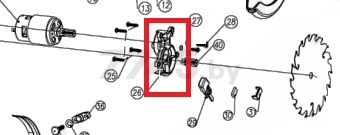 Корпус-крышка редуктора для пилы циркулярной RYOBI RWSL1801M (5131030423)