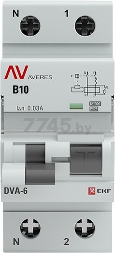 Дифавтомат EKF Avers DVA-6 1P+N 10А B 30мА тип A 6кА (rcbo6-1pn-10B-30-a-a) - Фото 2