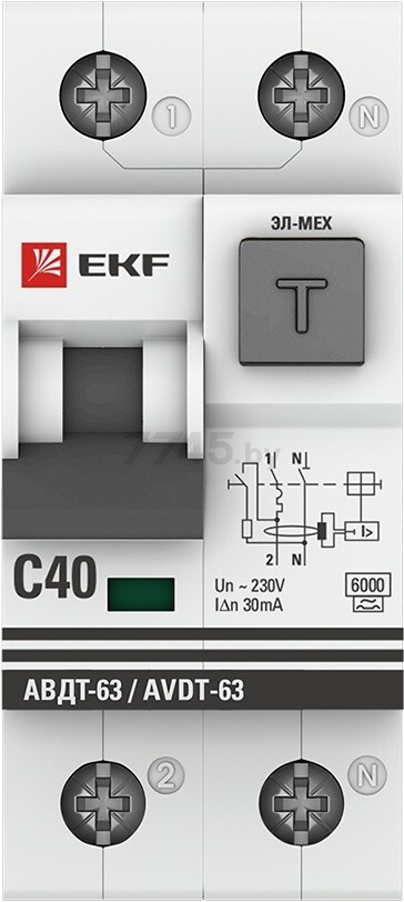 Дифавтомат EKF PROxima АВДТ-63 1P+N 40А 30мА С тип А 6кА (DA63-40-30) - Фото 2