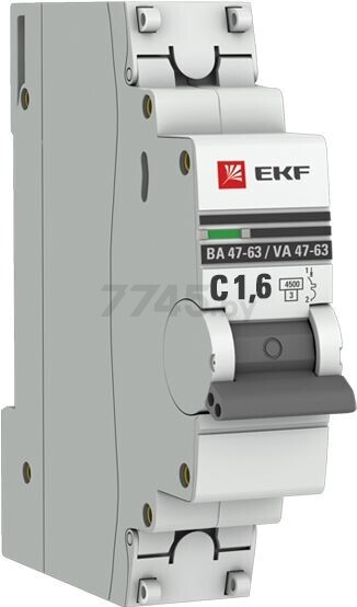 Автоматический выключатель EKF PROxima ВА 47-63 1P 1,6А C 4,5кА (mcb4763-1-1.6C-pro)