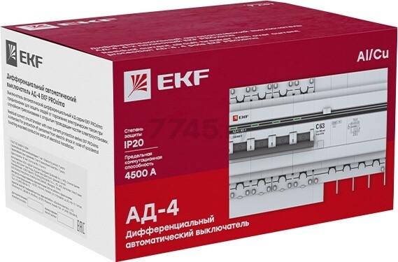 Дифавтомат EKF PROxima АД-4 4P 16А 30мА C тип AC 4,5кА (DA4-16-30-pro) - Фото 3