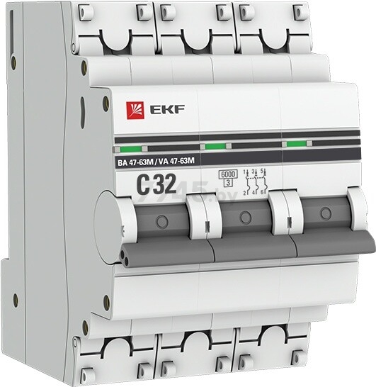 Автоматический выключатель EKF PROxima ВА 47-63M 3P 32А C 6кА (mcb4763m-6-3-32C-pro)