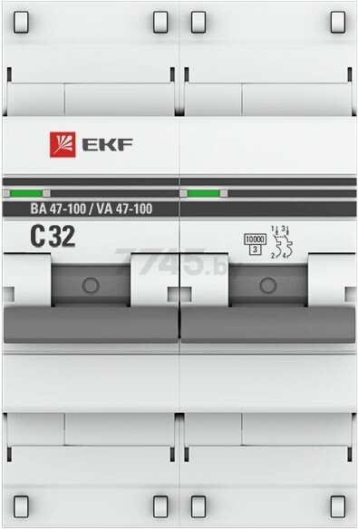 Автоматический выключатель EKF PROxima ВА 47-100 2P 32А C 10кА (mcb47100-2-32C-pro) - Фото 2