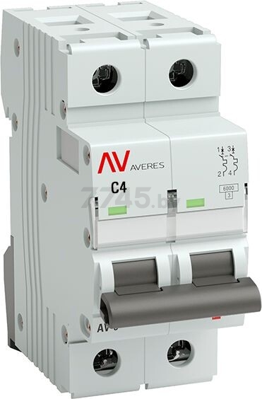 Автоматический выключатель EKF Avers AV-6 2P 4A C 6кА (mcb6-2-04C-av)