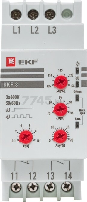 Реле контроля фаз многофункциональное RKF-8 EKF PROxima (rkf-8) - Фото 2