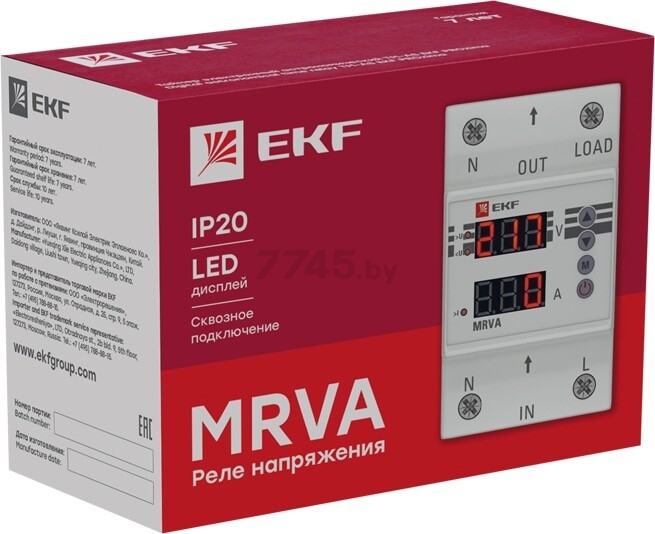 Реле напряжения и тока с дисплеем MRVA 25A EKF PROxima (MRVA-25A) - Фото 3